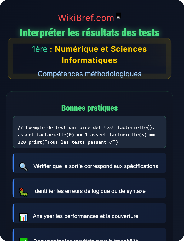 Interpréter les résultats des tests Tests et validation