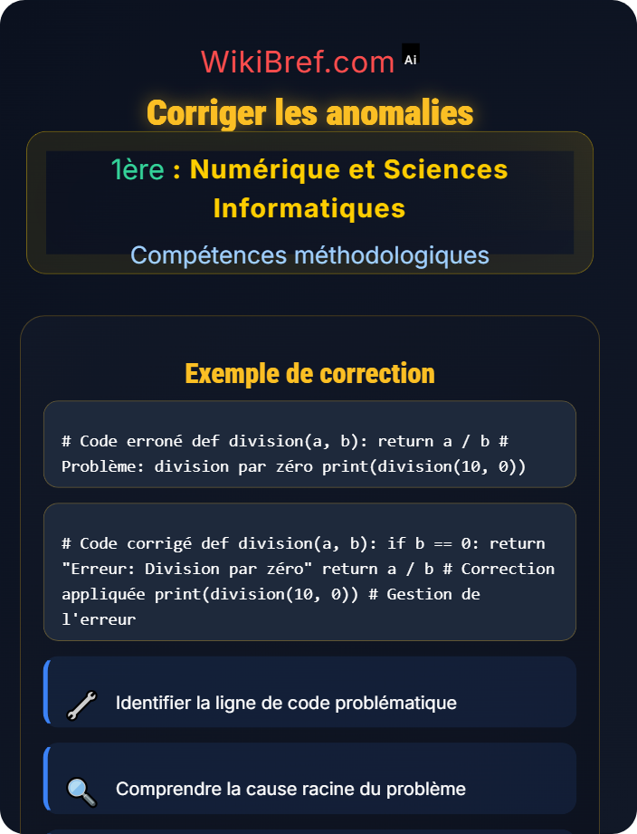 Corriger les anomalies Tests et validation