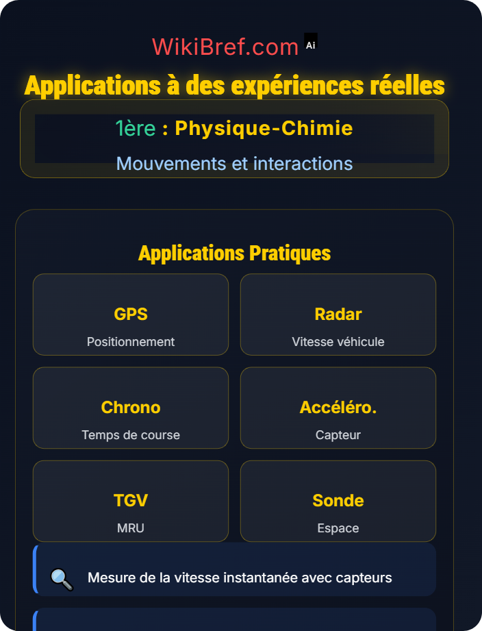 Applications à des expériences réelles Cinématique et description du mouvement