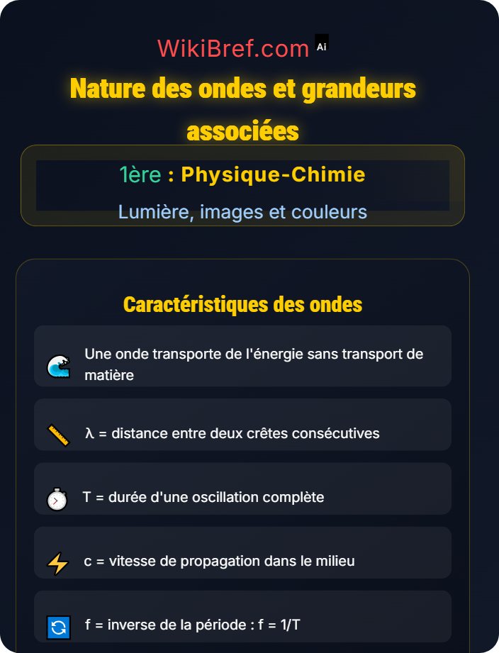 Nature des ondes et grandeurs associées Caractéristiques des ondes