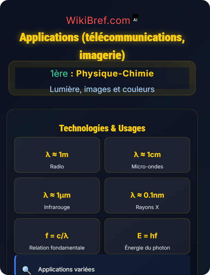 Applications (télécommunications, imagerie) Spectre électromagnétique
