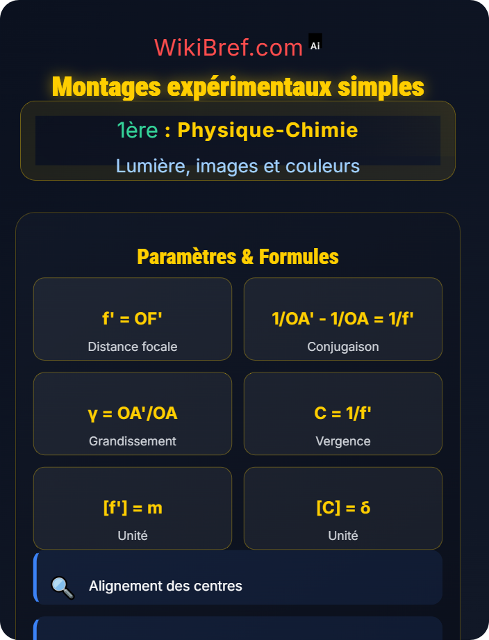 Montages expérimentaux simples Optique géométrique