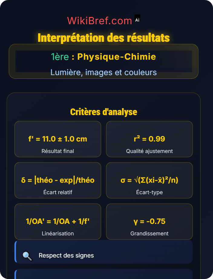 Interprétation des résultats Optique géométrique