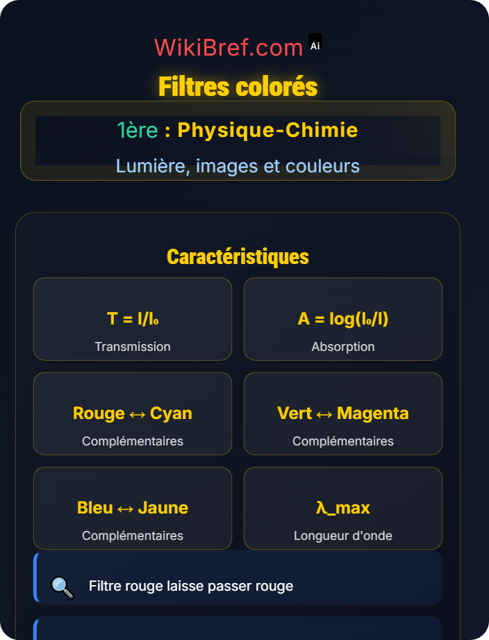 Filtres colorés Couleurs et perception