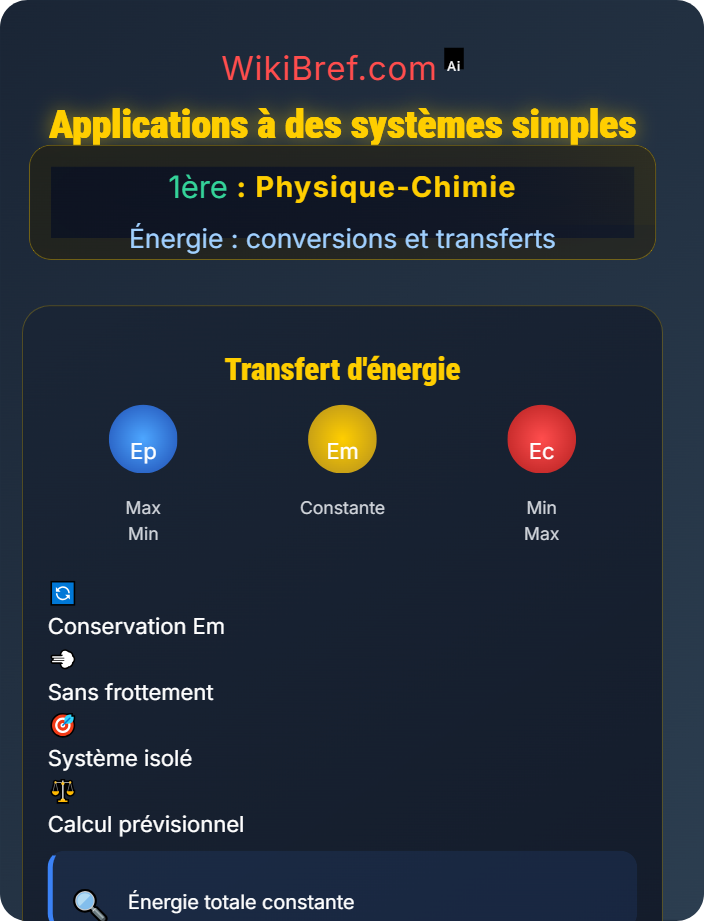 Applications à des systèmes simples Énergie mécanique