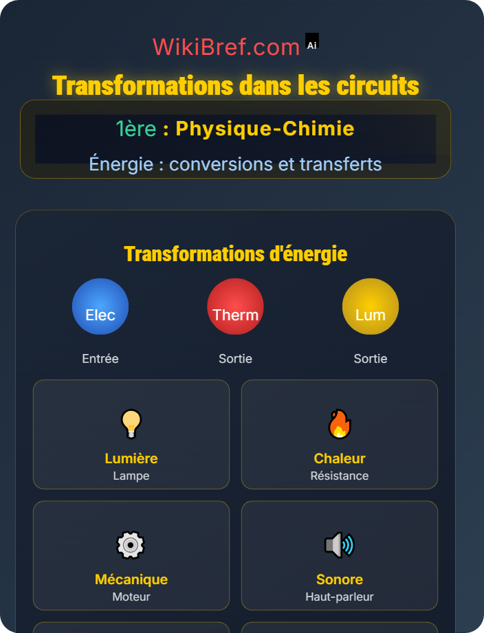 Transformations dans les circuits Énergie électrique