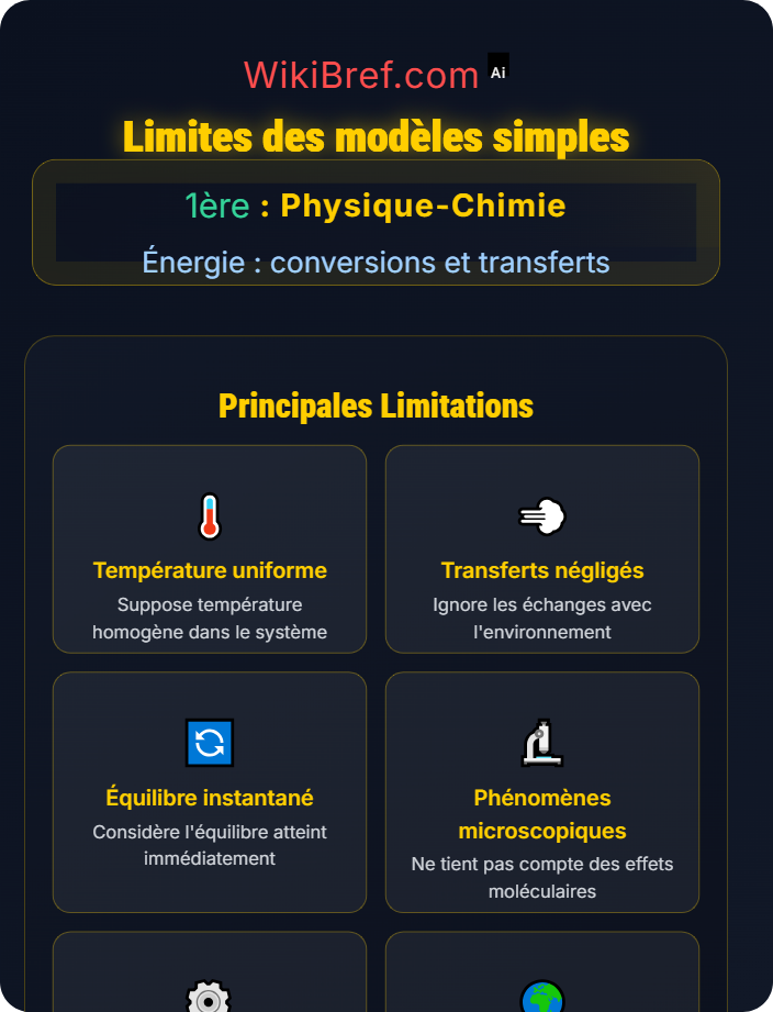 Limites des modèles simples Échanges et transferts thermiques