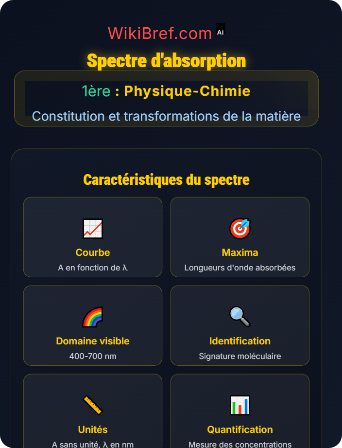 Spectre d’absorption Absorbance et spectres