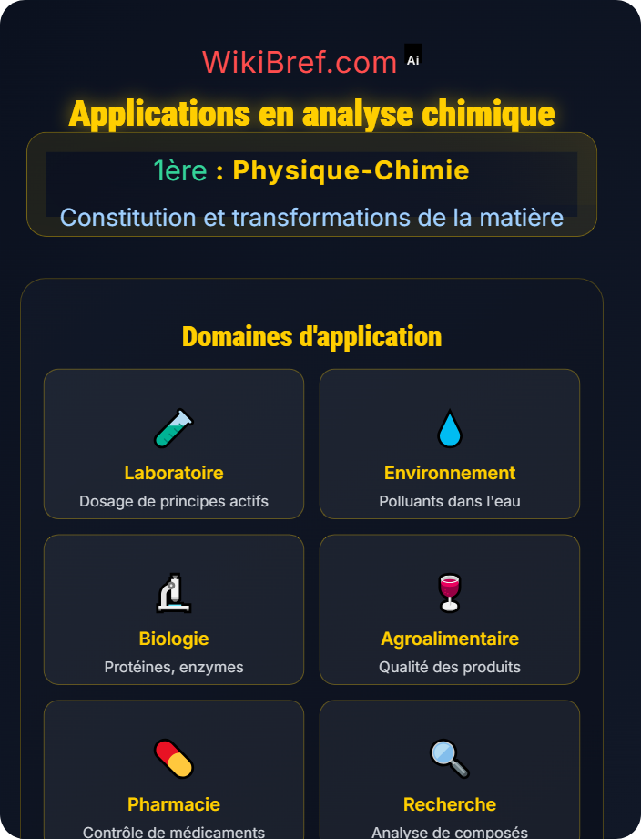 Applications en analyse chimique Absorbance et spectres