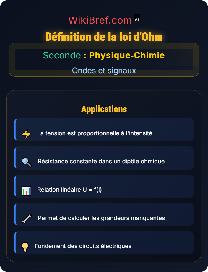Définition de la loi d’Ohm Loi d’Ohm et résistance électrique