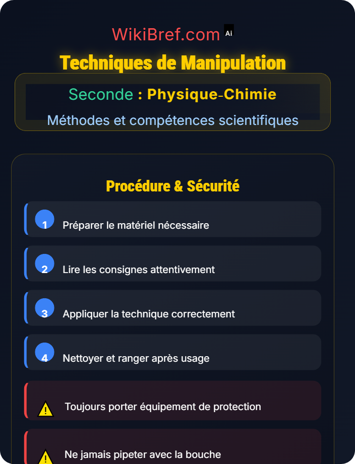 Techniques de manipulation Matériel de laboratoire et sécurité
