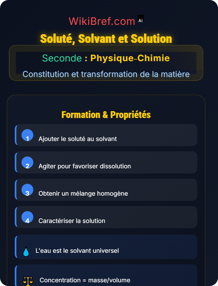 Soluté, solvant et solution Composition d'un mélange et solutions aqueuses