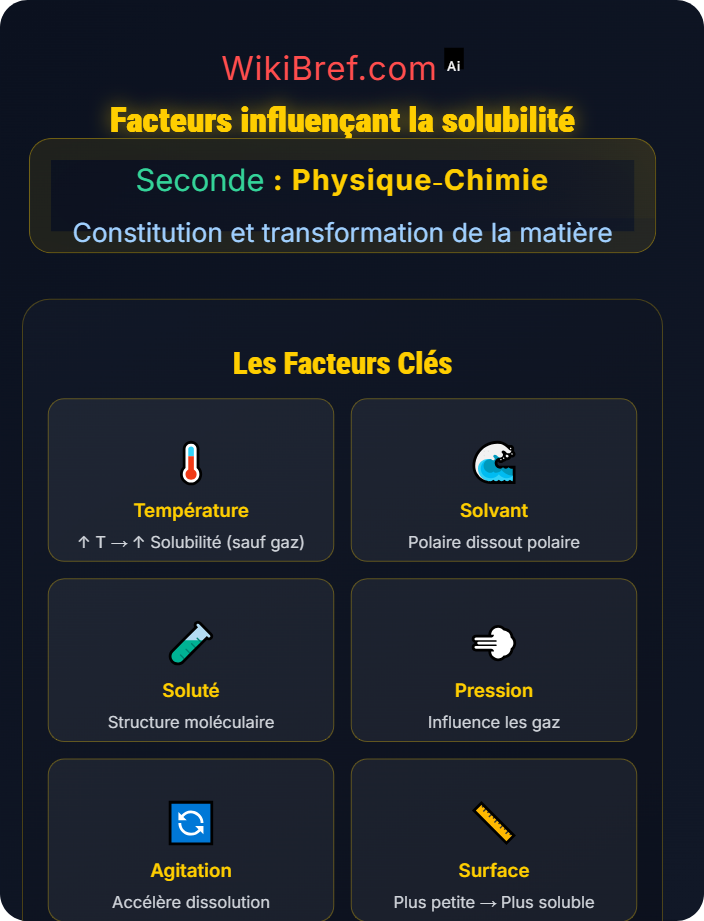 Facteurs influençant la solubilité Composition d'un mélange et solutions aqueuses
