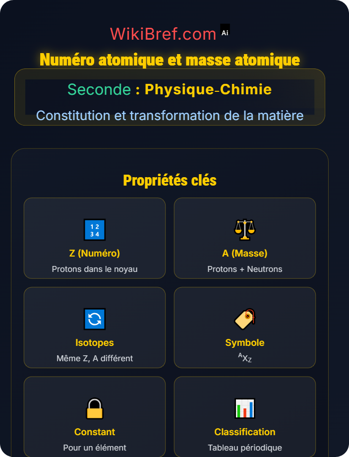Numéro atomique et masse atomique Structure de l’atome