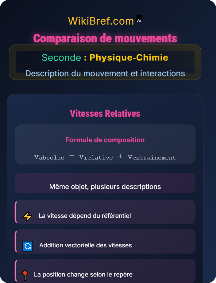 Comparaison de mouvements Relativité du mouvement