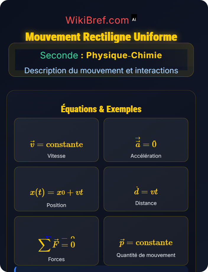 Mouvement rectiligne uniforme Principe d’inertie