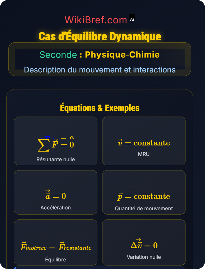 Cas d’équilibre dynamique Principe d’inertie