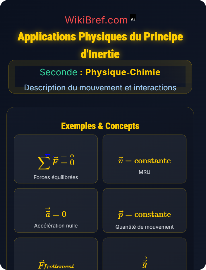 Applications physiques Principe d’inertie