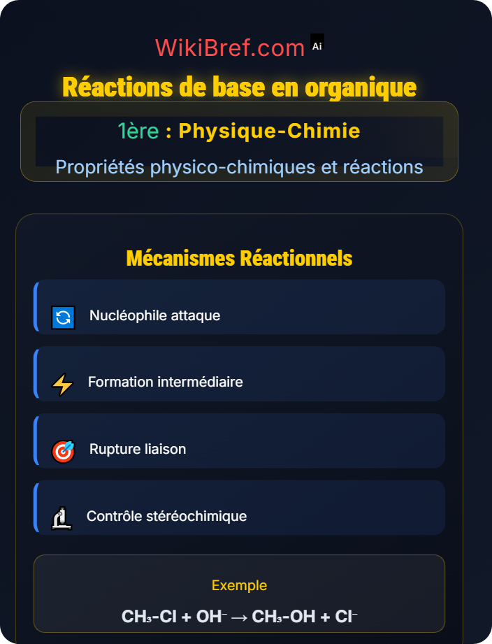 Réactions de base en organique Synthèse en chimie organique