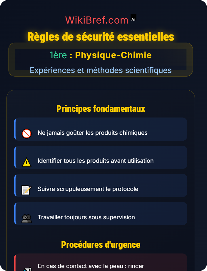Règles de sécurité essentielles Sécurité en laboratoire