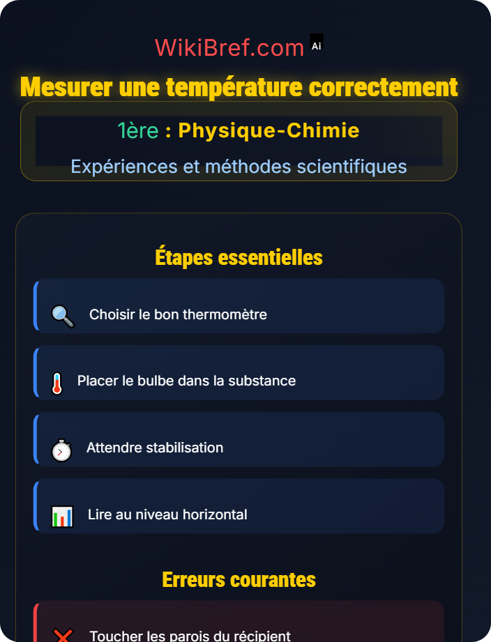 Mesurer une température correctement Utilisation d’outils et d’instruments