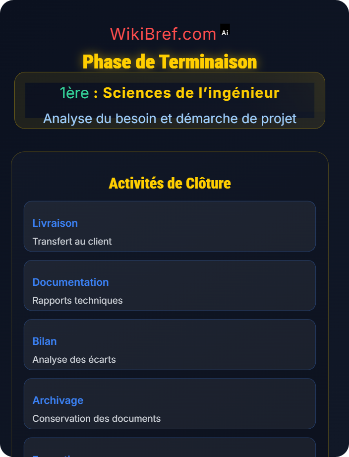 Phase de terminaison Phases d’un projet d’ingénierie