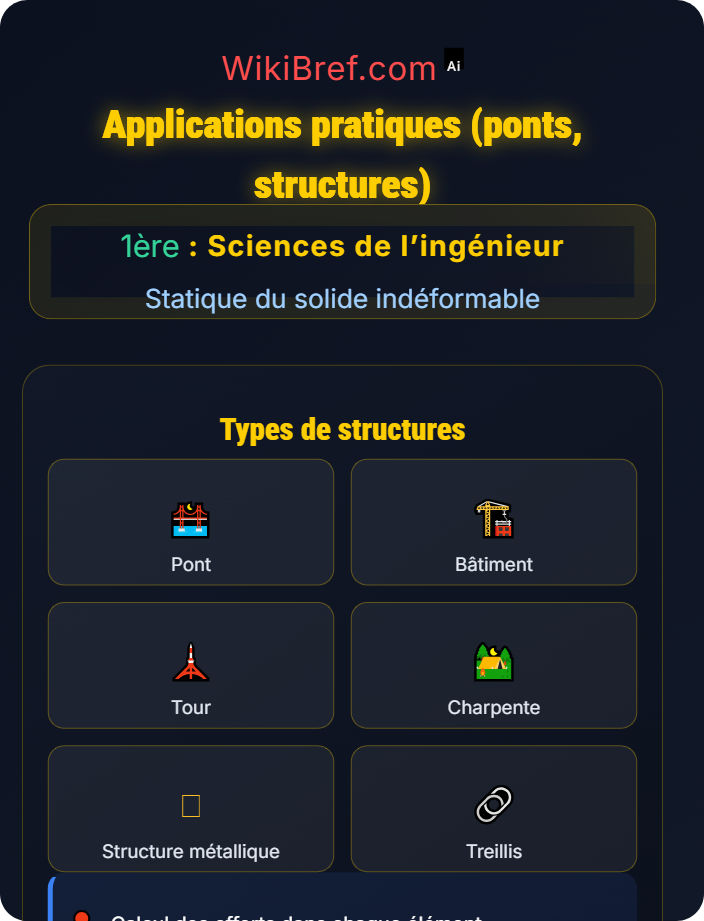 Applications pratiques (ponts, structures) Principe fondamental de la statique