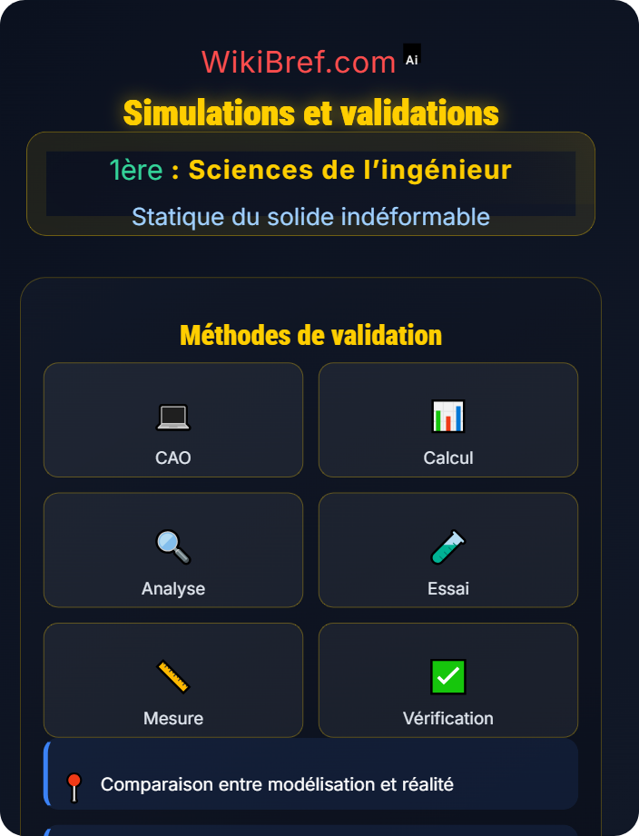 Simulations et validations Principe fondamental de la statique