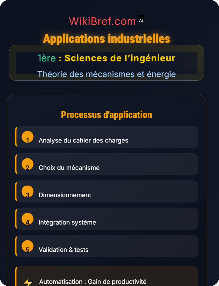 Applications industrielles Types de mécanismes