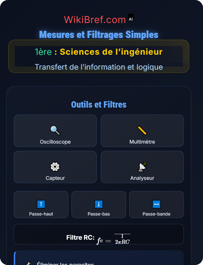 Mesures et filtrages simples Signaux et transmission