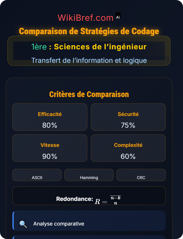 Comparaison de stratégies de codage Codage de l’information