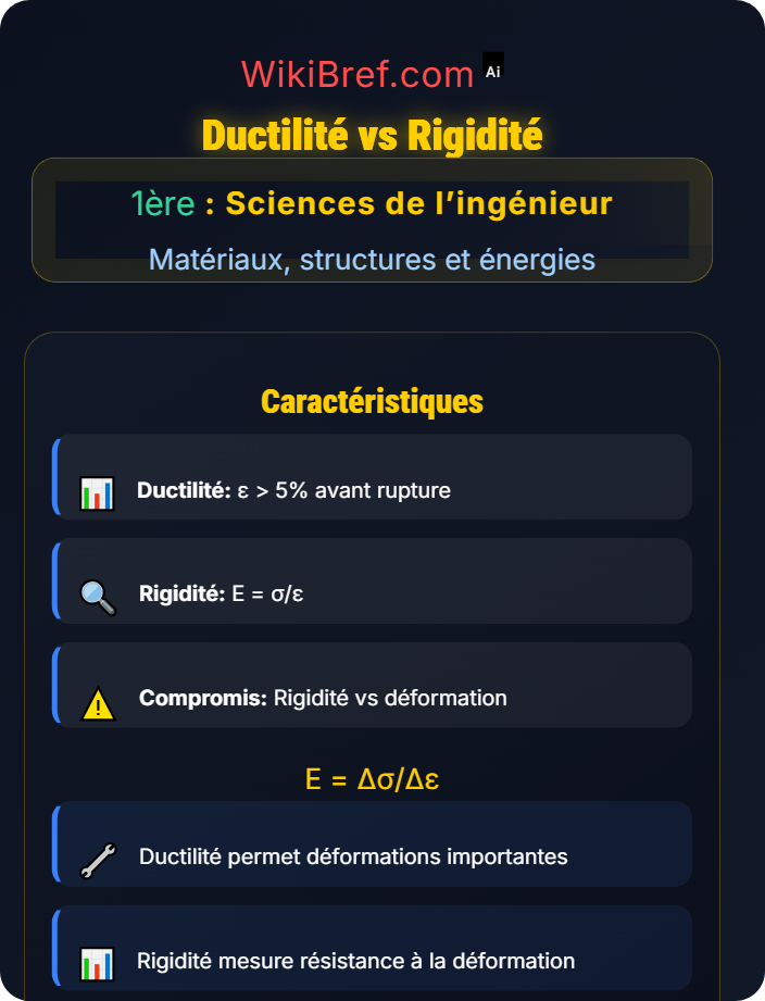 Ductilité vs rigidité Propriétés des matériaux