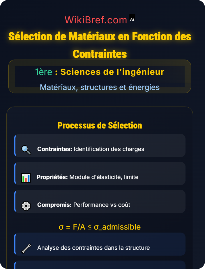 Sélection de matériaux en fonction des contraintes Propriétés des matériaux