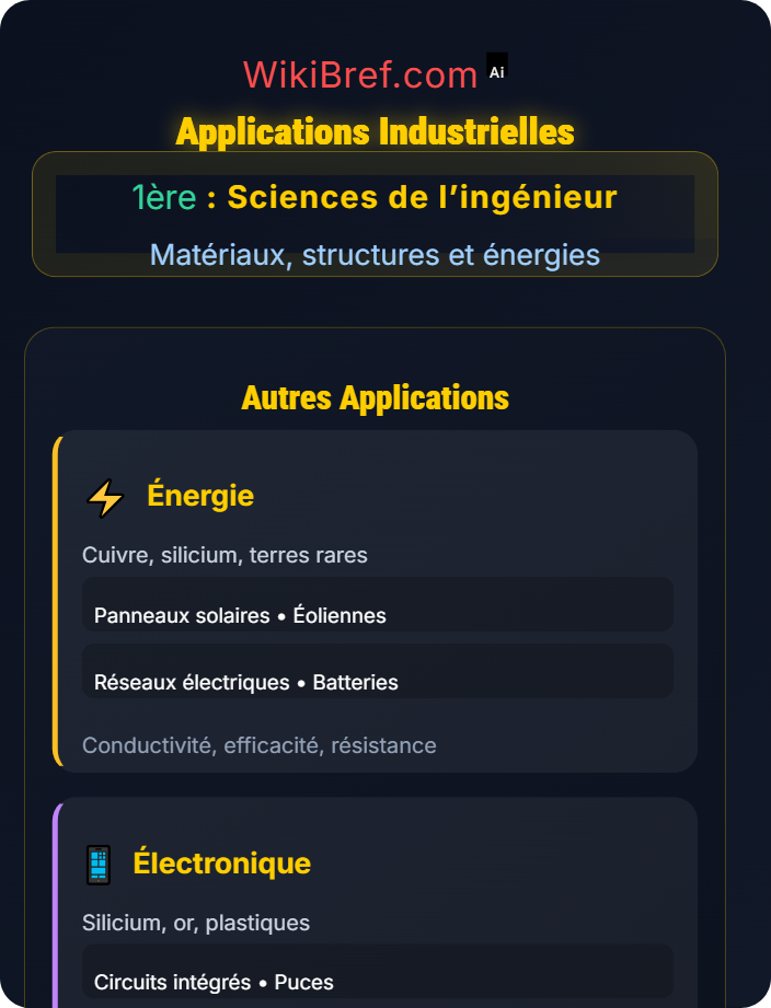Applications industrielles Propriétés des matériaux