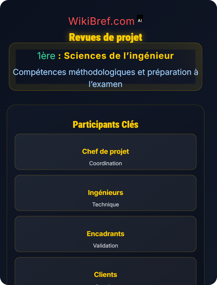 Revues de projet Communication des résultats techniques