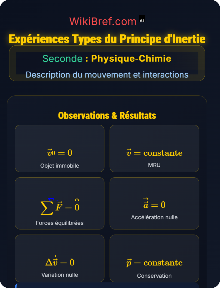 Expériences types Principe d’inertie