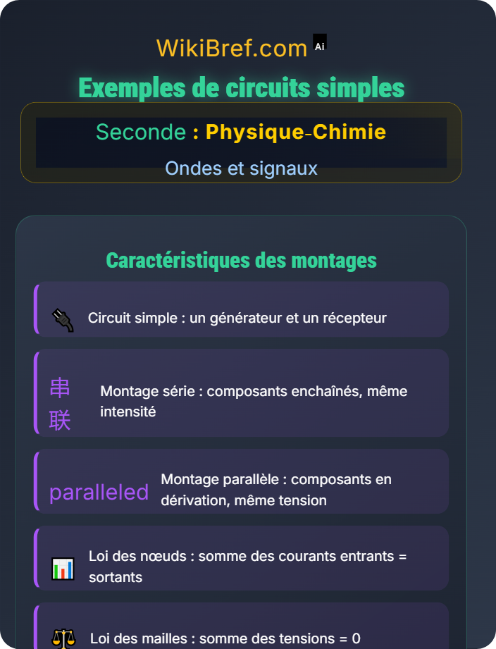 Exemples de circuits simples Intensité et tension dans un circuit électrique