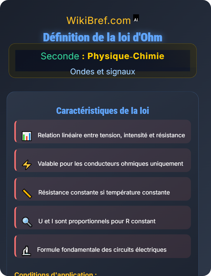 Définition de la loi d’Ohm Loi d’Ohm et résistance électrique