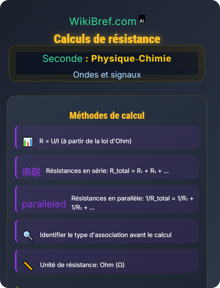 Calculs de résistance Loi d’Ohm et résistance électrique