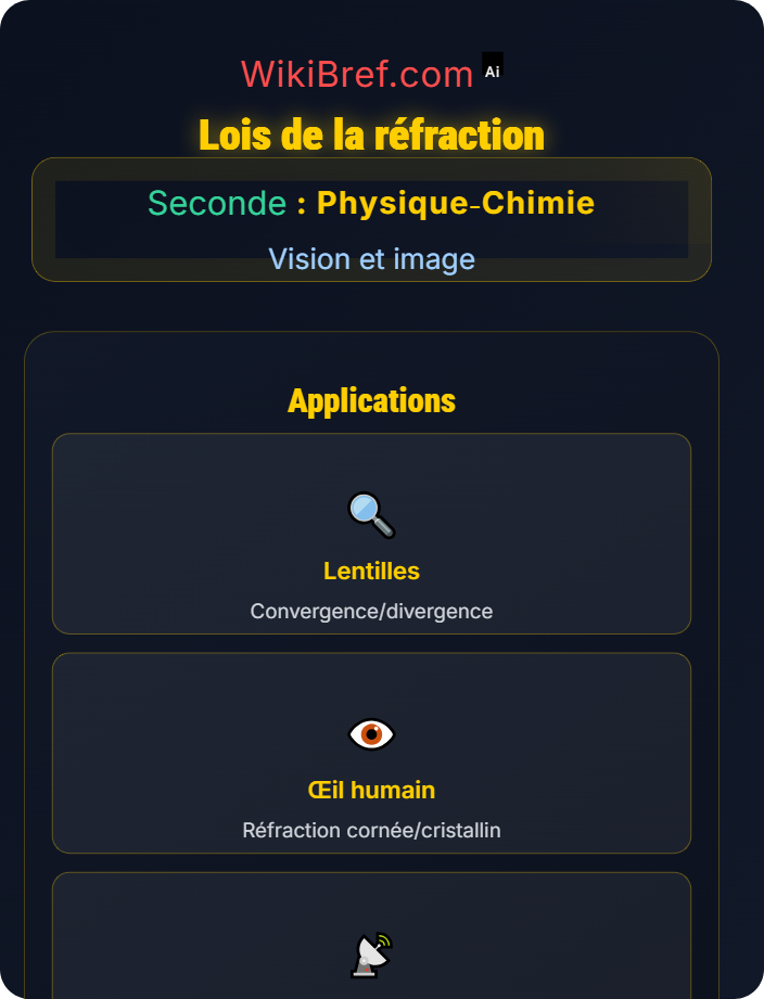 Lois de la réfraction Réflexion et réfraction de la lumière