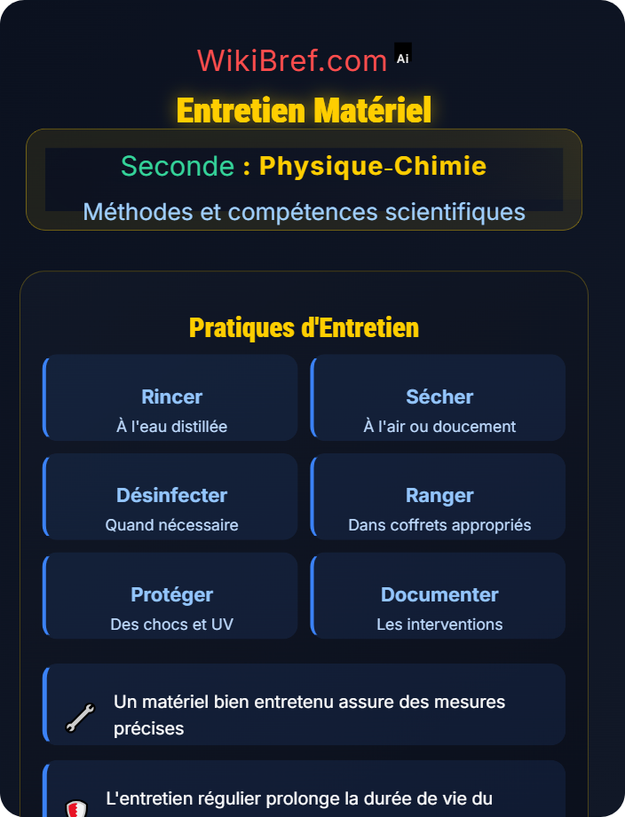 Entretien matériel Matériel de laboratoire et sécurité