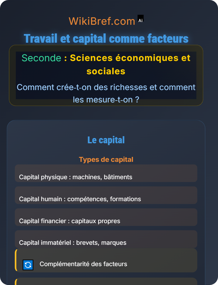 Travail et capital comme facteurs Les différents facteurs de production
