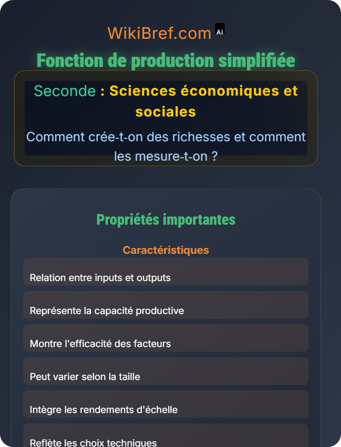 Fonction de production simplifiée Les différents facteurs de production