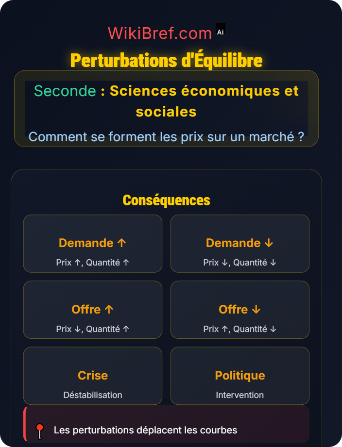 Perturbations d’équilibre La loi de l’offre et de la demande et la fixation du prix d’équilibre
