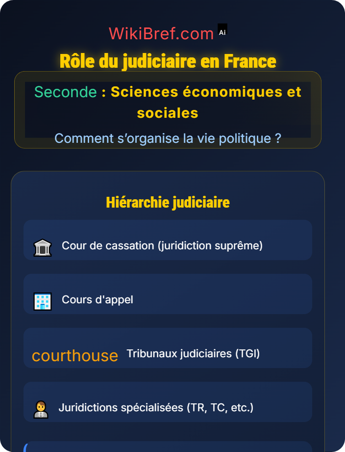 Rôle du judiciaire L’organisation des pouvoirs en France