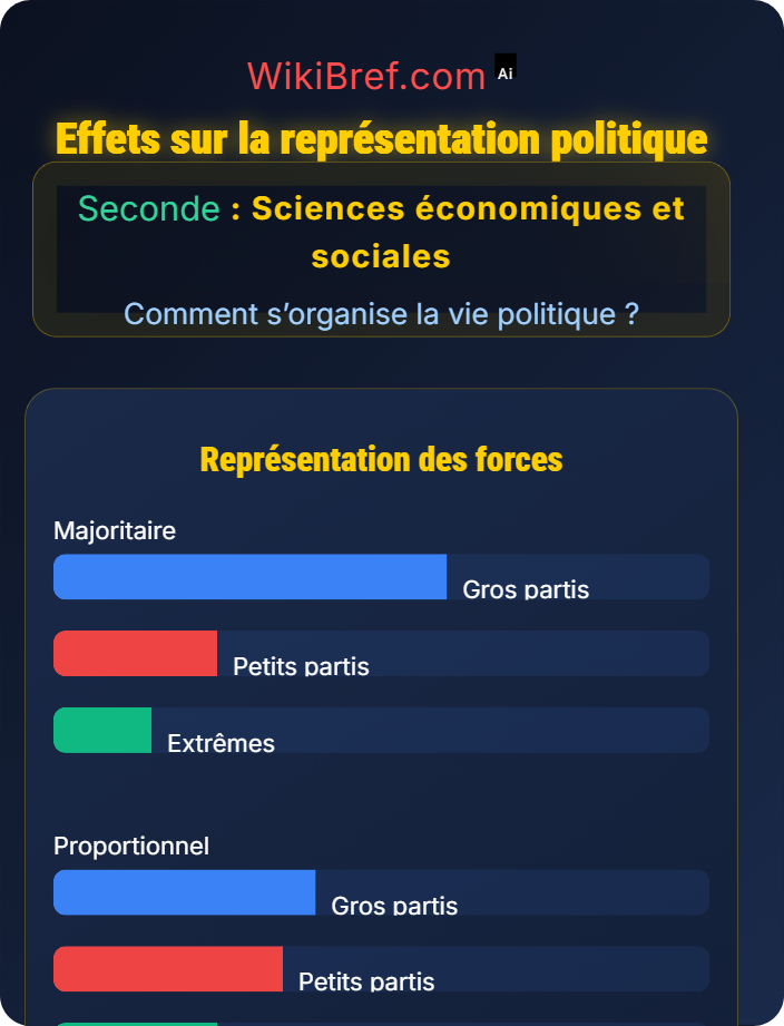 Effets sur représentation politique Importance du mode de scrutin