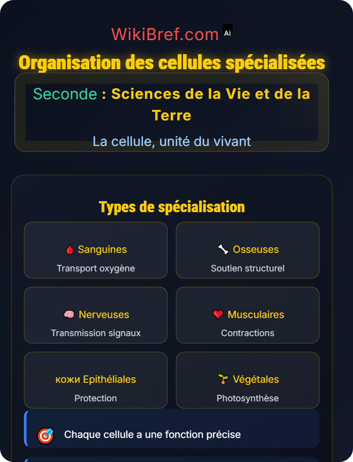 Organisation des cellules spécialisées Les êtres vivants pluricellulaires et la spécialisation des cellules