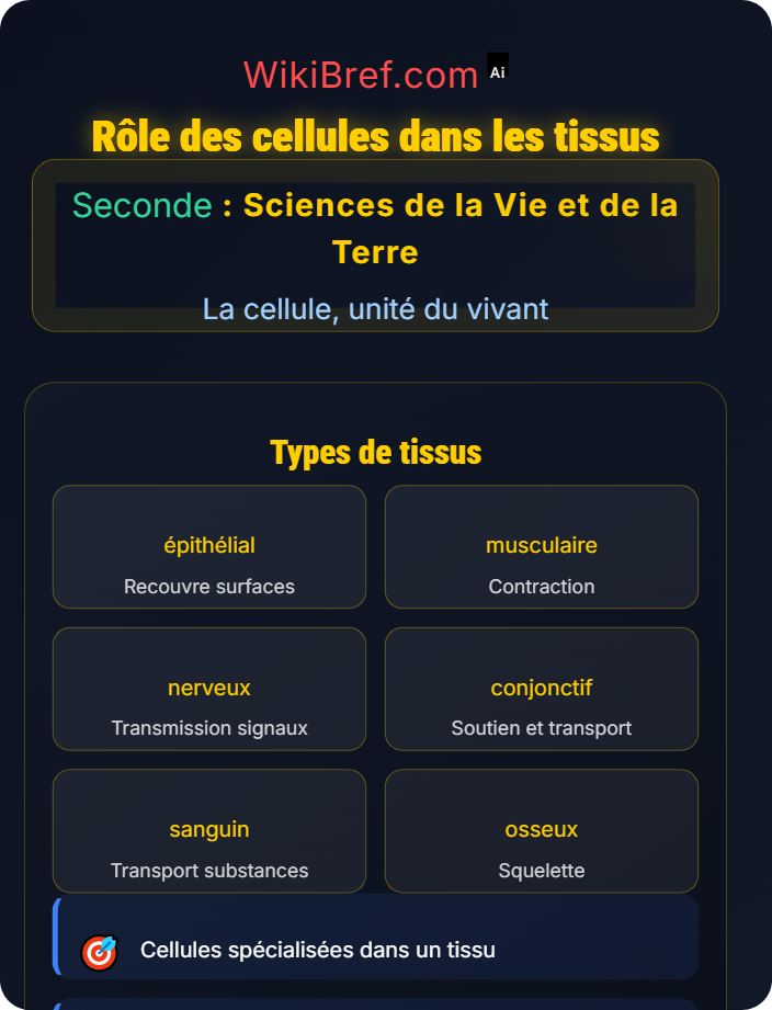 Rôle des cellules dans les tissus Les êtres vivants pluricellulaires et la spécialisation des cellules