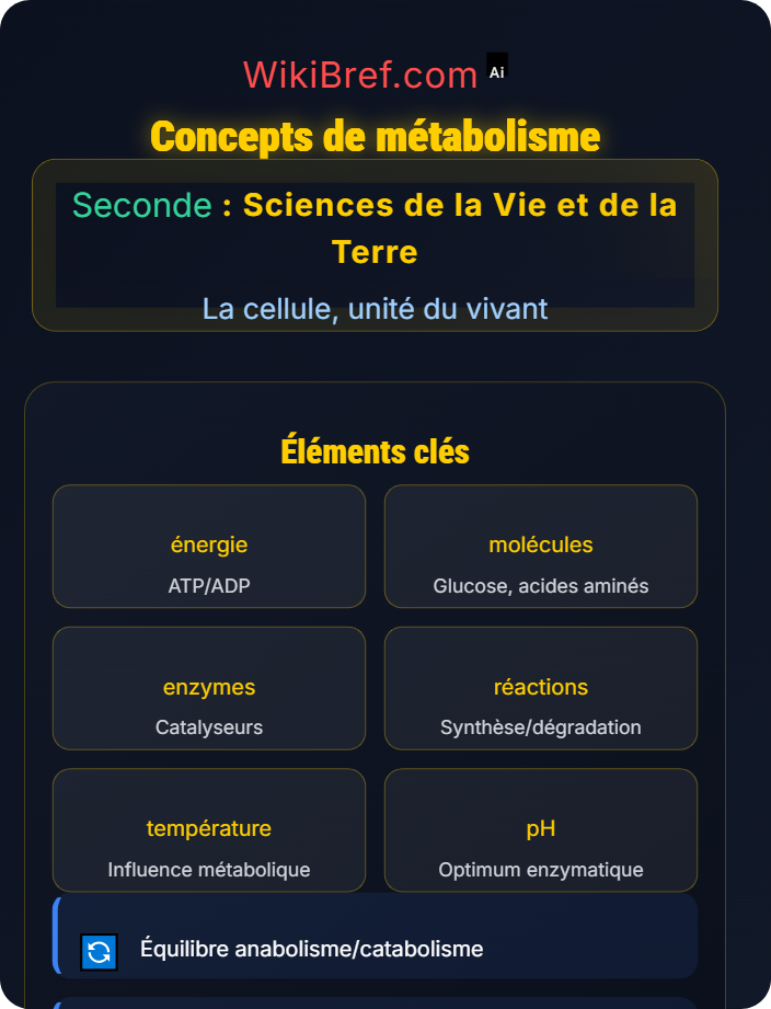 Concepts de métabolisme Métabolisme des cellules