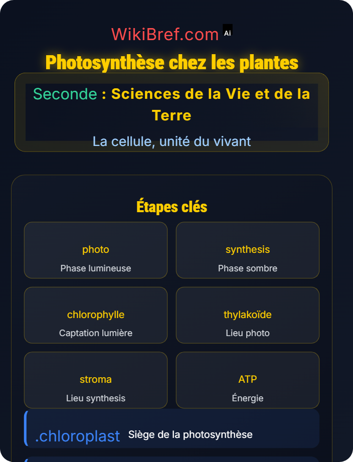 Photosynthèse chez les plantes Métabolisme des cellules